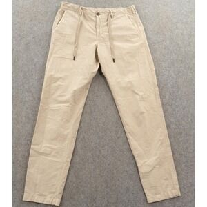 Myths Pants Womens Extra Large Beige 52 Italy Flat Front Seersucker Drawstring